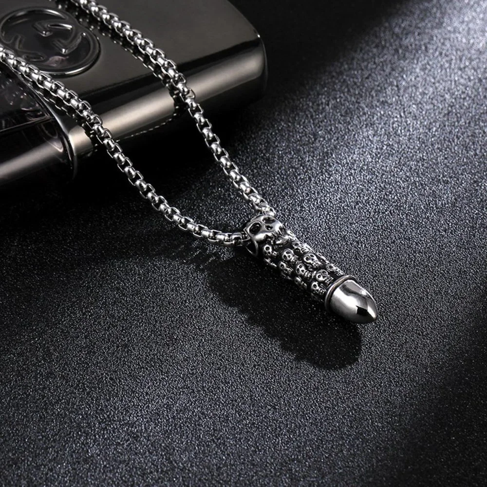 ❤️Fashionable Domineering Trendy Skull Bullet Necklace for women/men, N90201P209